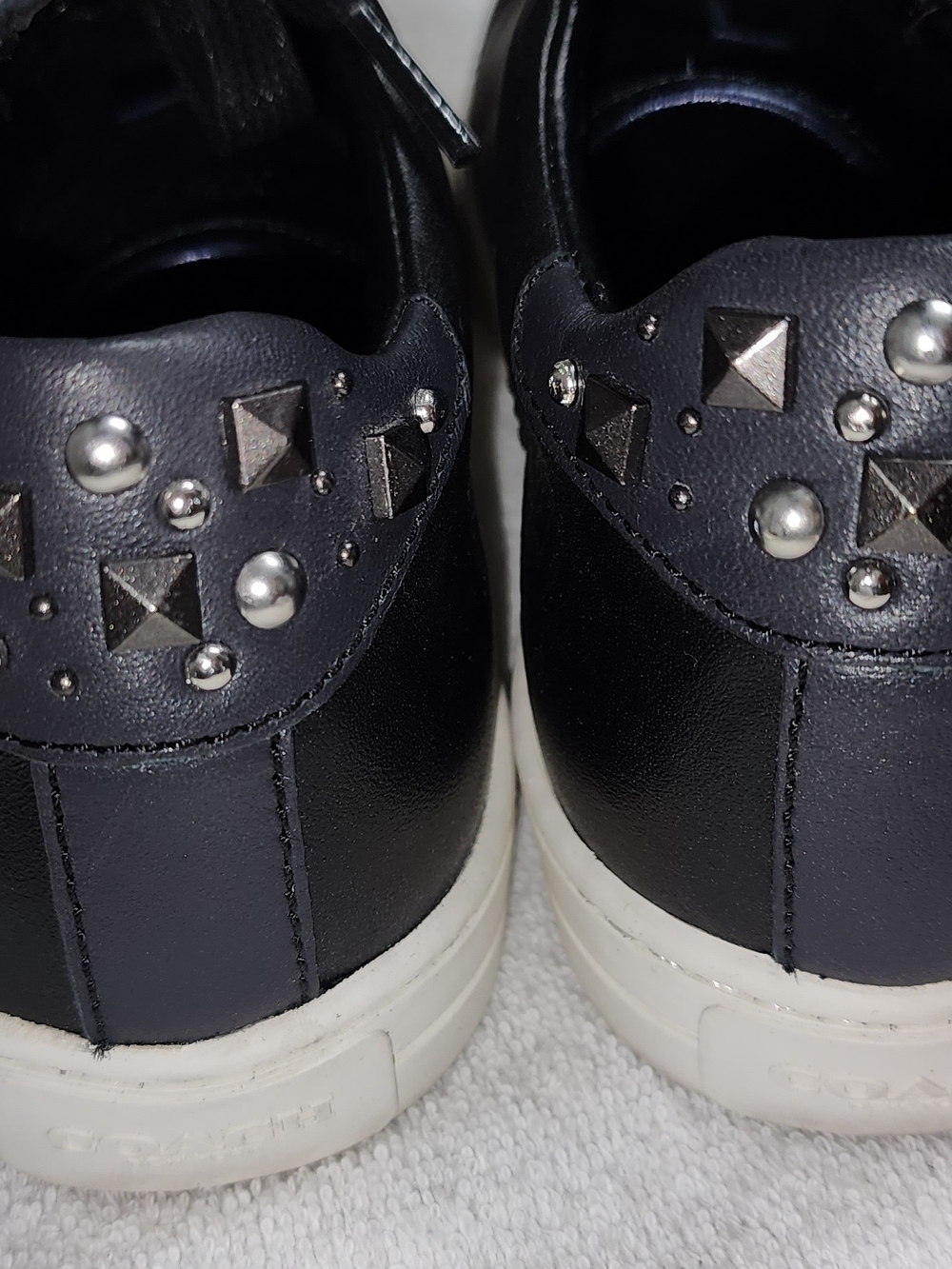 COACH Porter Black Leather Embellished Sneakers Stars Studs NYC Patches [Size] - Picture 5 of 13